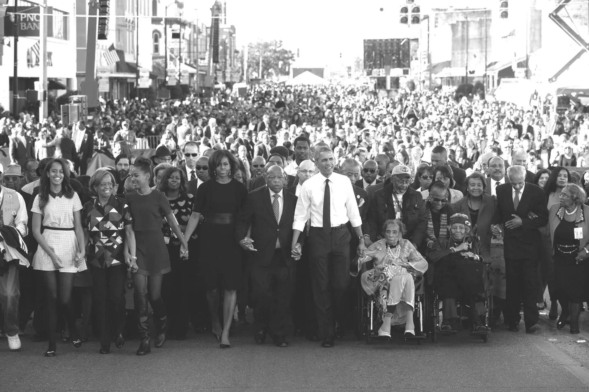 Marchers cross the Edmund Pettus Bridge in Selma, Alabama, on the fiftieth anniversary of Bloody Sunday, March 2015.